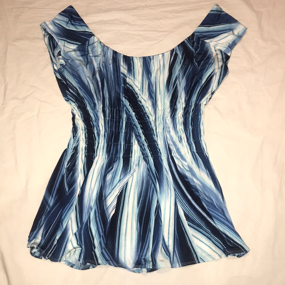 Slinky stretch jersey smock waist top